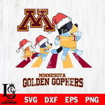 Minnesota Golden Gophers Christmas Family Bluey Walking Cut Files,Bluey Cricut,Christmas Svg , Bluey svg , Digital Download, dxf eps png pdf file