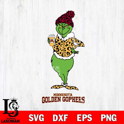 Minnesota Golden Gophers Grinch Leopard Coffee Svg Eps Dxf Png File, Digital Download, Instant Download