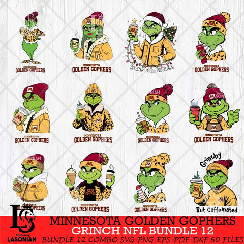 Minnesota Golden Gophers Grinch NCAA Bundle 12 SVG Eps Dxf Png File, Digital Download, Instant Download