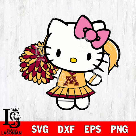 Minnesota Golden Gophers Hello Kitty Cheerleader 12 Svg Eps Dxf Png File, Digital Download, Instant Download