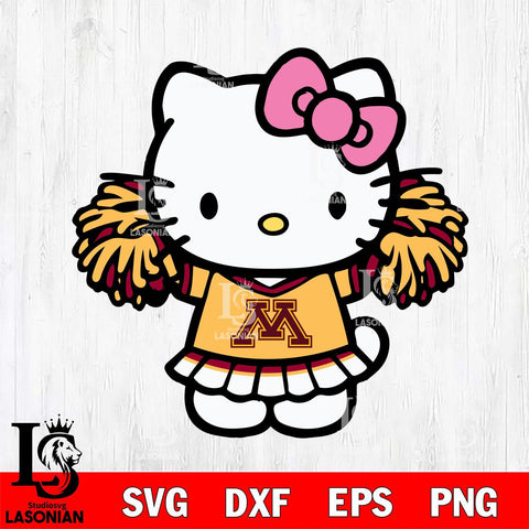 Minnesota Golden Gophers Hello Kitty Cheerleader 3 Svg Eps Dxf Png File, Digital Download, Instant Download