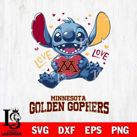 Minnesota Golden Gophers Love Stitch, Svg Eps Dxf Png File, Digital Download