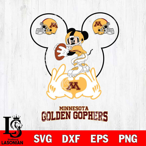 Minnesota Golden Gophers Mickey Heart Rugby Svg Eps Dxf Png File, Digital Download ,Instant Download, Cricut File