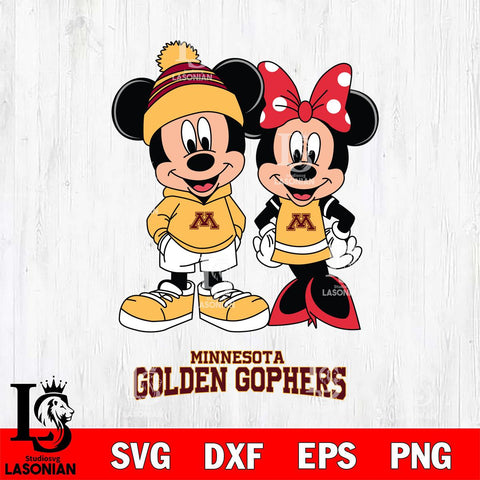 Minnesota Golden Gophers Mickey Minnie Mouse Cute Football Svg Eps Dxf Png File, NCAA svg , File Cut , Digital Download , Instant Download, Cut Svg Files