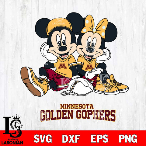 Minnesota Golden Gophers Mickey Minnie Mouse Football Sit Svg Eps Dxf Png File, NCAA svg , File Cut , Digital Download , Instant Download, Cut Svg Files