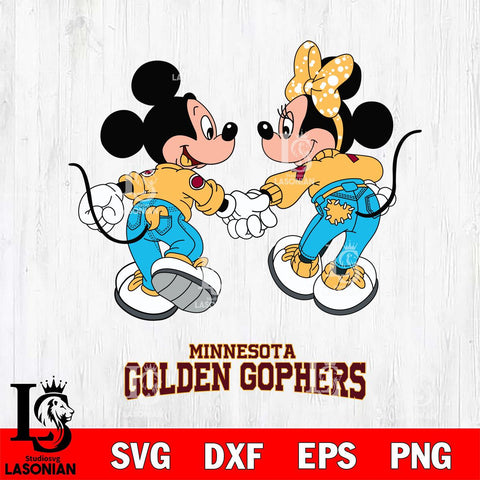 Minnesota Golden Gophers Mickey Minnie Valentine Rugby Svg Eps Dxf Png File, Digital Download ,Instant Download, Cricut File