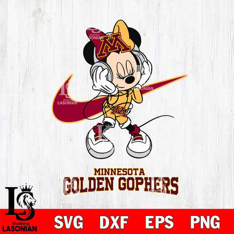 Minnesota Golden Gophers Minnie Mouse Dancing NIKE, Svg Eps Dxf Png File, Digital Download