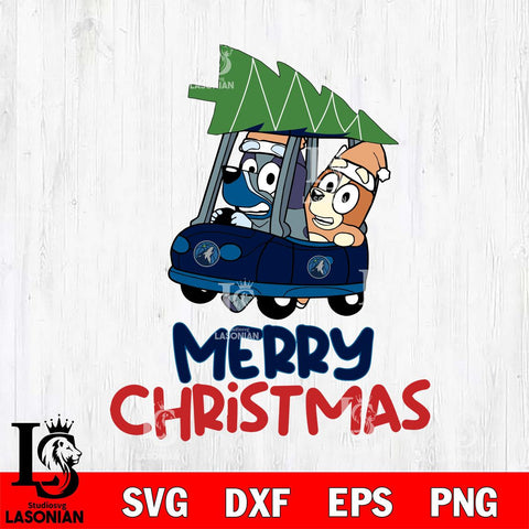 Minnesota Timberwolves Bluey Merry Christmas Svg Eps Dxf Png File, Digital Download