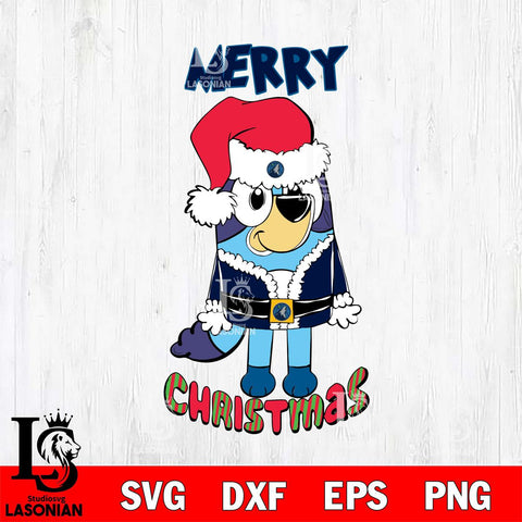 Minnesota Timberwolves Bluey Merry Christmas Bluey Santa Claus Svg Eps Dxf Png File, Digital Download