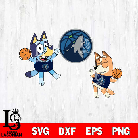 Minnesota Timberwolves Bluey & Bingo Svg Eps Dxf Png File, Digital Download, Instant Download