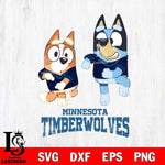 Minnesota Timberwolves Bluey with Chilli Dance Svg Eps Dxf Png File, Digital Download, Instant Download