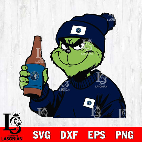 Minnesota Timberwolves Boujee Grinch 5 Svg Eps Dxf Png File, Digital Download, Instant Download