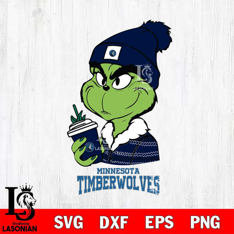 Minnesota Timberwolves Boujee Grinch Christmas Cut Files Cricut, Svg Dxf Eps Png file , Silhouette