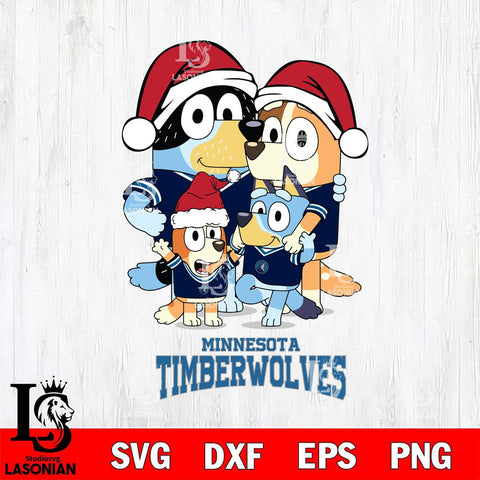 Minnesota Timberwolves Christmas Bluey Family Sport Svg , Christmas Svg , Bluey svg , Digital Download, dxf eps png pdf file