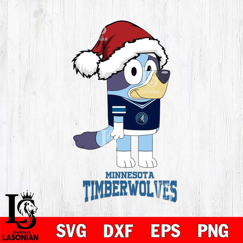 Minnesota Timberwolves Christmas Bluey Hat Svg , Christmas Svg , Bluey svg , Digital Download, dxf eps png pdf file