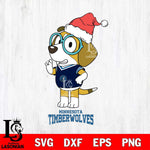 Minnesota Timberwolves Christmas Bluey Honey Sport Svg , Christmas Svg , Bluey svg , Digital Download, dxf eps png pdf file