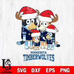 Minnesota Timberwolves Christmas Bluey Santa Family Svg , Christmas Svg , Bluey svg , Digital Download, dxf eps png pdf file