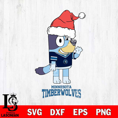 Minnesota Timberwolves Christmas Bluey Say Hi Svg , Christmas Svg , Bluey svg , Digital Download, dxf eps png pdf file