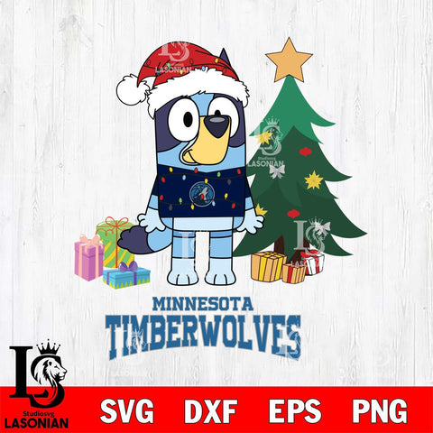 Minnesota Timberwolves Christmas Bluey Tree Sport Svg , Christmas Svg , Bluey svg , Digital Download, dxf eps png pdf file