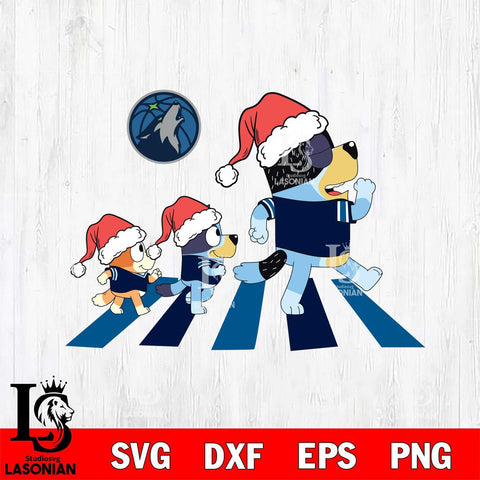 Minnesota Timberwolves Family Bluey Walking Christmas Svg Eps Dxf Png File, Digital Download, Instant Download