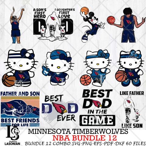 Minnesota Timberwolves NBA Bundle 12 Svg Eps Dxf Png File, Digital Download, Instant Download