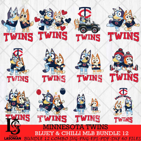 Minnesota Twins Bluey & Bingo MLB Bundle 12 SVG Eps Dxf Png File, Bundle MLB svg, Digital Download, Instant Download