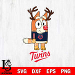 Minnesota Twins Bluey Chilli Christmas Deer Svg Eps Dxf Png File, Digital Download