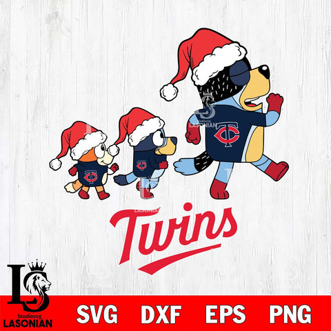 Minnesota Twins Bluey Family Christmas Svg Eps Dxf Png File, Digital Download