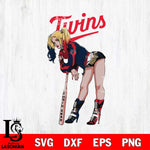 Minnesota Twins Fan Girl Harley Quinn MLB Svg Eps Dxf Png File, Digital Download, Instant Download