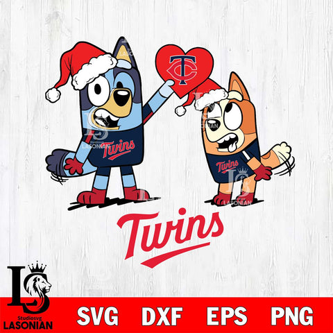 Minnesota Twins Love Bluey Christmas Svg Eps Dxf Png File, Digital Download