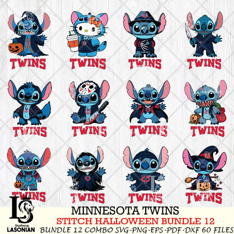 Minnesota Twins Stitch Horror Bundle 12 SVG Svg Eps Dxf Png File, MLB svg, Digital Download, Instant Download