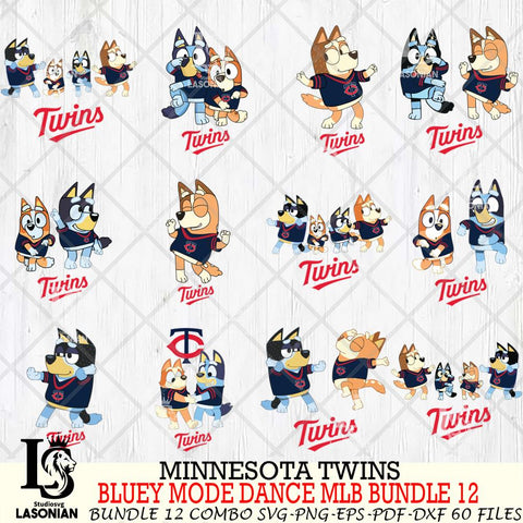 Minnesota Twins  Bluey Dance MLB Bundle 12 SVG Eps Dxf Png File, Digital Download, Instant Download