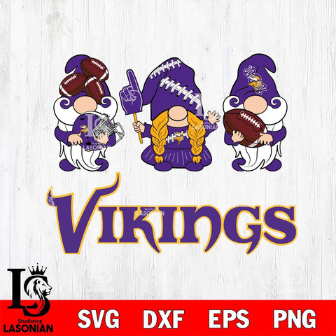 Minnesota Vikings 3 Gnomes Football Svg Eps Dxf Png File, Digital Download, Instant Download