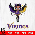 Minnesota Vikings Anglel Black Fan Girl Betty Boop Svg Eps Dxf Png File, Digital Download, Instant Download