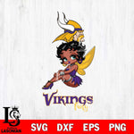 Minnesota Vikings Beauty Black Fairy Betty Boop Svg Eps Dxf Png File, Digital Download, Instant Download