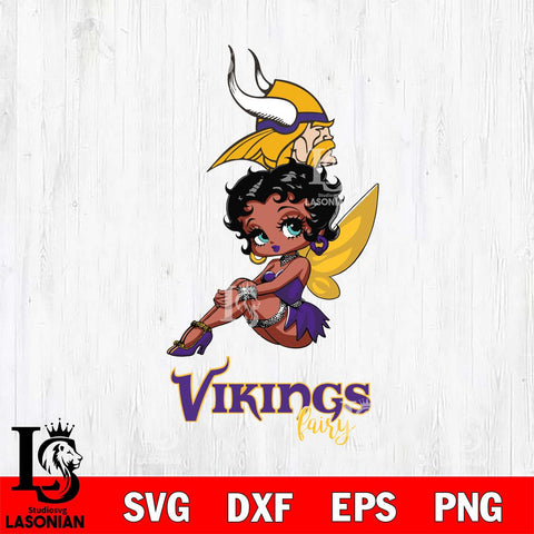 Minnesota Vikings Beauty Black Fairy Betty Boop Svg Eps Dxf Png File, Digital Download, Instant Download