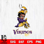 Minnesota Vikings Beauty Black Fan Girl Football Svg Eps Dxf Png File, Digital Download, Instant Download