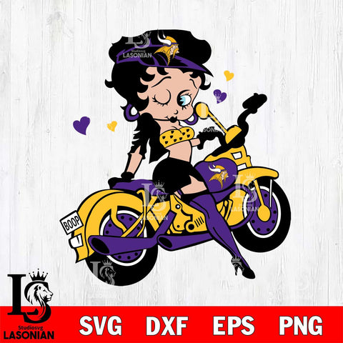 Minnesota Vikings Betty Boop And Badass Motor Svg Eps Dxf Png File, Digital Download, Instant Download