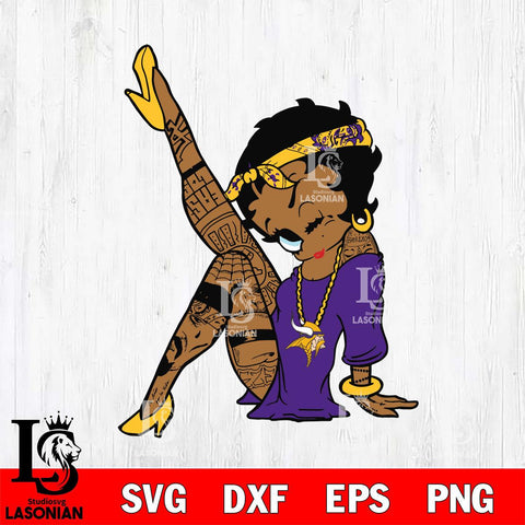 Minnesota Vikings Betty Boop Tattoo Girl SVG Svg Eps Dxf Png File, Digital Download, Instant Download