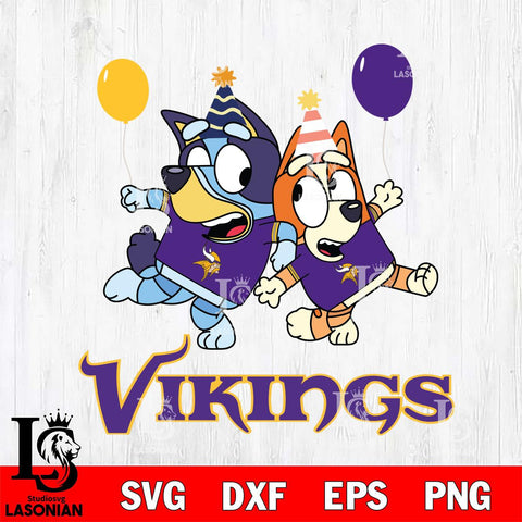 Minnesota Vikings Bluey & Bingo 2 Svg Eps Dxf Png File, NFL svg, Digital Download, Instant Download