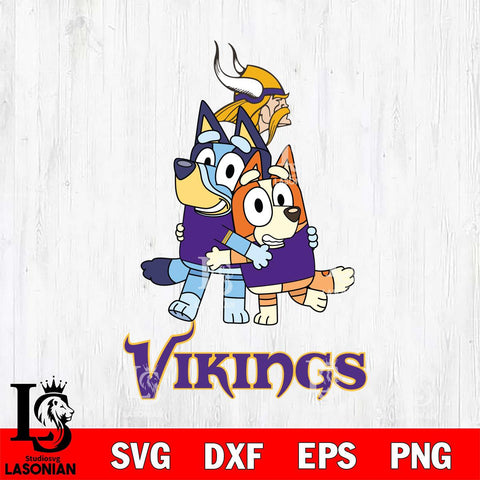 Minnesota Vikings Bluey & Bingo 3 Svg Eps Dxf Png File, NFL svg, Digital Download, Instant Download