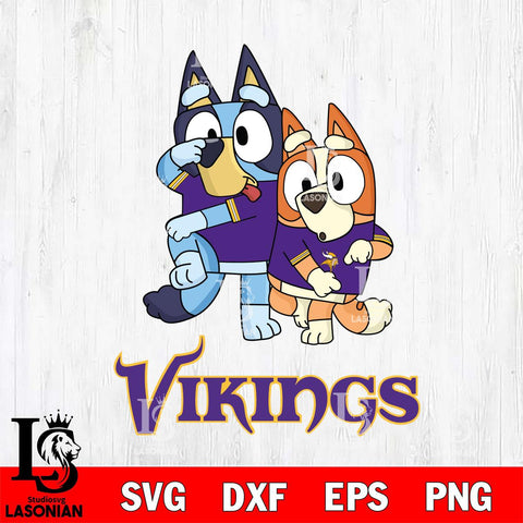 Minnesota Vikings Bluey & Bingo Svg Eps Dxf Png File, NFL svg, Digital Download, Instant Download