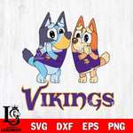 Minnesota Vikings Bluey & Bingo 5 Svg Eps Dxf Png File, NFL svg, Digital Download, Instant Download