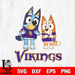 Minnesota Vikings Bluey & Bingo 6 Svg Eps Dxf Png File, NFL svg, Digital Download, Instant Download