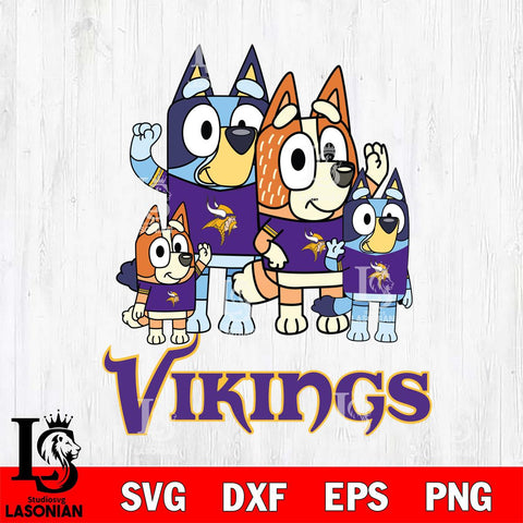 Minnesota Vikings Bluey & Bingo 7 Svg Eps Dxf Png File, NFL svg, Digital Download, Instant Download