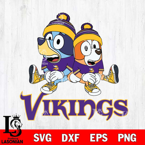 Minnesota Vikings Bluey & Bingo 8 Svg Eps Dxf Png File, NFL svg, Digital Download, Instant Download