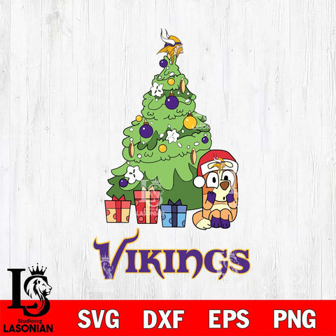 Minnesota Vikings Bluey Chilli Christmas Tree Svg Eps Dxf Png File, Digital Download