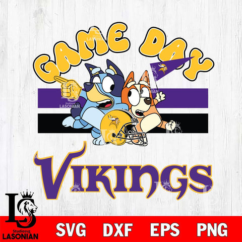 Minnesota Vikings Bluey Chilli  Game day NFL Svg Eps Dxf Png File, Digital Download, Instant Download