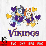 Minnesota Vikings Bluey Chilli Heart NFL Svg Eps Dxf Png File, Digital Download, Instant Download