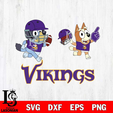 Minnesota Vikings Bluey Chilli NFL 2 Svg Eps Dxf Png File, Digital Download, Instant Download